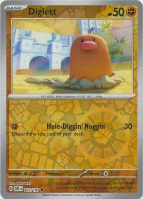 Diglett - 103/197 - Common Reverse Holo Scarlet &amp; Violet: Obsidian Flames Reverse Holo Singles