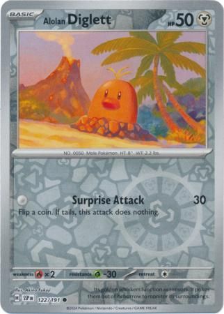 Alolan Diglett - 122/191 - Common Reverse Holo Scarlet &amp; Violet: Surging Sparks Reverse Singles