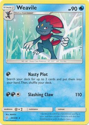 Weavile - 44/236 - Rare Sun &amp; Moon: Cosmic Eclipse Singles