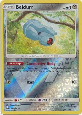 Beldum - 92/168 - Common Reverse Holo Sun &amp; Moon: Celestial Storm Reverse Holo Singles