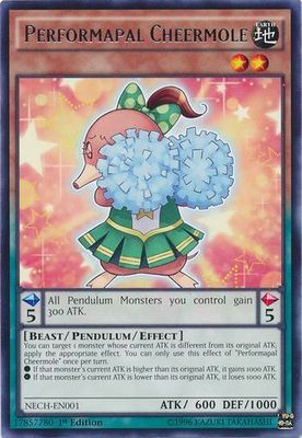 Performapal Cheermole - NECH-EN001 - Rare 1st Edition The New Challengers (NECH) 1st Edition Singles