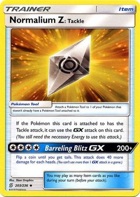 Normalium Z: Tackle - 203/236 - Uncommon Sun &amp; Moon: Unified Minds Singles (Español)