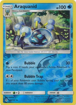 Araquanid - 33/131 - Uncommon Reverse Holo Sun &amp; Moon: Forbidden Light Reverse Holo Singles