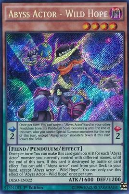 Abyss Actor - Wild Hope - DESO-EN022 - Secret Rare 1st Edition Destiny Soldiers 1st Edition Singles