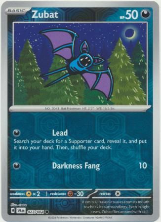 Zubat - 027/064 - Common Reverse Holo Shrouded Fable Reverse Holo Singles