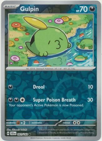 Gulpin - 091/142 - Common Reverse Holo Scarlet &amp; Violet: Stellar Crown Reverse Singles