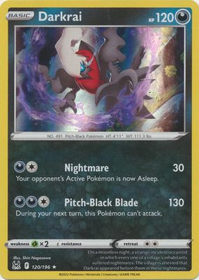 Darkrai - 120/196 - Holo Rare Sword &amp; Shield: Lost Origin Singles