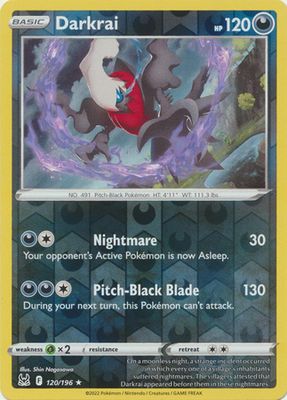 Darkrai - 120/196 - Holo Rare Reverse Holo Sword &amp; Shield: Lost Origin Reverse Holo Singles