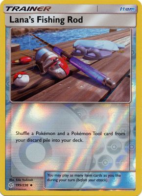 Lana&#39;s Fishing Rod - 195/236 - Uncommon Reverse Holo Sun &amp; Moon: Cosmic Eclipse Reverse Holo Singles  (Español)