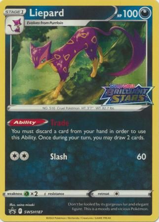 Liepard - SWSH187 - Prerelease Promo Pokemon Sword &amp; Shield Promos