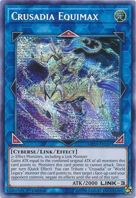 Crusadia Equimax - MP19-EN107 - Prismatic Secret Rare 1st Edition Yu-Gi-Oh! 2019 Mega-Tins: Gold Sarcophagus Tin Mega Pack Singles