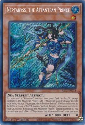 Neptabyss, the Atlantean Prince - RA03-EN013 - Secret Rare 1st Edition Quarter Century Bonanza 1st Edition Singles