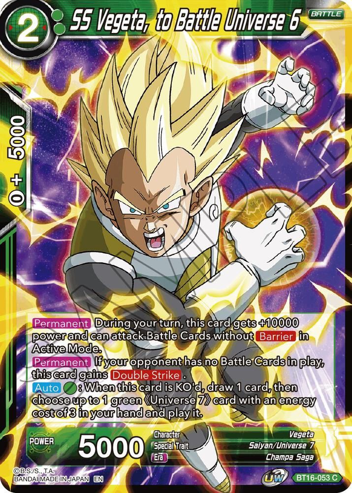 SS Vegeta, to Battle Universe 6 - Realm of the Gods (DBS-B16) Realm of the Gods