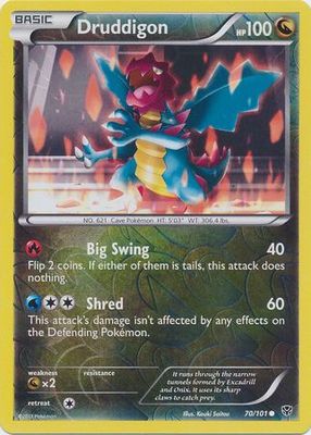 Druddigon - 70/101 - Common Reverse Holo Black &amp; White 10: Plasma Blast Reverse Holo Singles