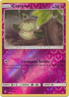 Cottonee - 90/145 - Common Reverse Holo Sun &amp; Moon: Guardians Rising Reverse Holo Singles