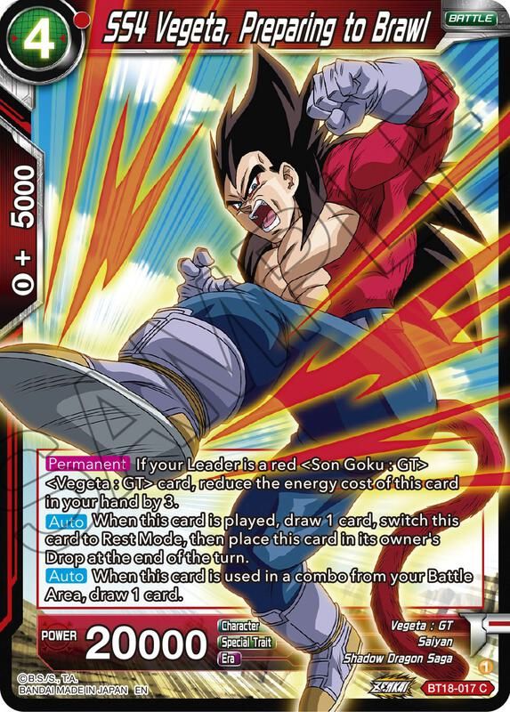SS4 Vegeta, Preparing to Brawl - Dawn of the Z-Legends (DBS-B18) Dawn of the Z-Legends
