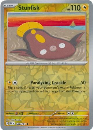 Stunfisk - 064/191 - Common Reverse Holo Scarlet &amp; Violet: Surging Sparks Reverse Singles