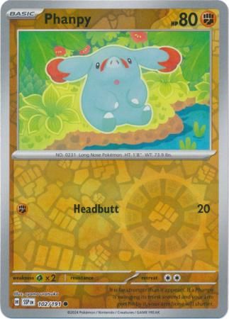 Phanpy - 102/191 - Common Reverse Holo Scarlet &amp; Violet: Surging Sparks Reverse Singles