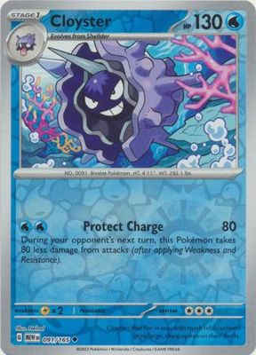 Cloyster - 091/165 - Uncommon Reverse Holo Scarlet &amp; Violet 151 Reverse Holo Singles