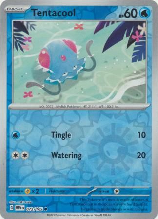 Tentacool - 072/165 - Common Reverse Holo Scarlet &amp; Violet 151 Reverse Holo Singles