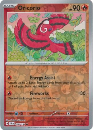 Oricorio - 026/191 - Common Reverse Holo Scarlet &amp; Violet: Surging Sparks Reverse Singles (Español)