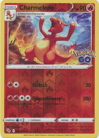 Charmeleon - 009/078 - Uncommon Reverse Holo Pokemon Go Reverse Holo Singles