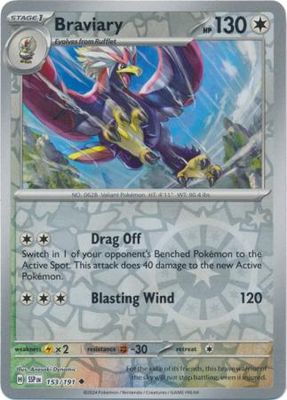 Braviary - 153/191 - Uncommon Reverse Holo Scarlet &amp; Violet: Surging Sparks Reverse Singles