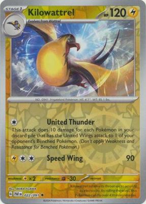 Kilowattrel - 022/091 - Uncommon Reverse Holo Scarlet &amp; Violet: Paldean Fates Reverse Holo Singles