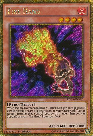 Fire Hand - PGL3-EN022 - Gold Secret Rare 1st Edition Premium Gold: Infinite Gold Singles
