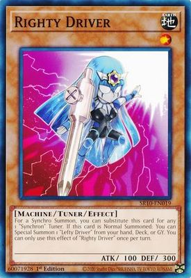 Righty Driver - SR10-EN019 - Common 1st Edition Structure Deck: Mechanized Madness 1st Edition Singles