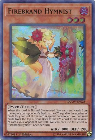 Firebrand Hymnist - DUOV-EN028 - Ultra Rare 1st Edition Duel Overload 1st Edition Singles