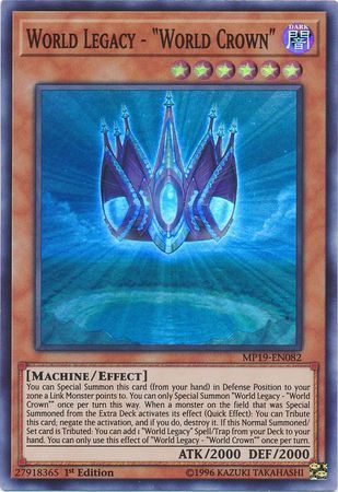 World Legacy - World Crown - MP19-EN082 - Super Rare 1st Edition Yu-Gi-Oh! 2019 Mega-Tins: Gold Sarcophagus Tin Mega Pack Singles