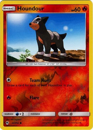 Houndour - 45/214 - Common Reverse Holo Sun &amp; Moon: Lost Thunder Reverse Holo Singles