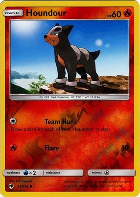 Houndour - 45/214 - Common Reverse Holo Sun &amp; Moon: Lost Thunder Reverse Holo Singles