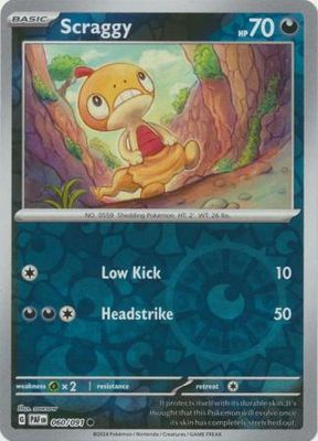Scraggy - 060/091 - Common Reverse Holo Scarlet &amp; Violet: Paldean Fates Reverse Holo Singles