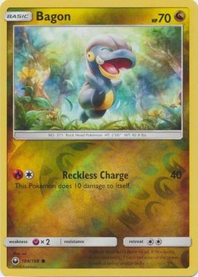 Bagon - 104/168 - Common Reverse Holo Sun &amp; Moon: Celestial Storm Reverse Holo Singles