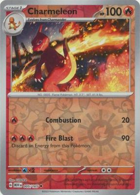 Charmeleon - 005/165 - Uncommon Reverse Holo Scarlet &amp; Violet 151 Reverse Holo Singles
