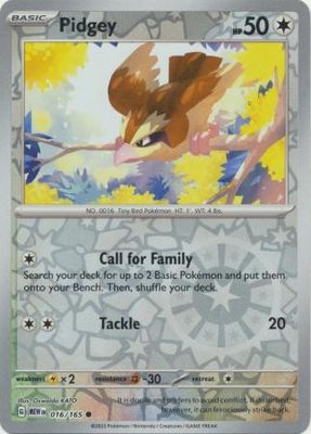 Pidgey - 016/165 - Common Reverse Holo Scarlet &amp; Violet 151 Reverse Holo Singles