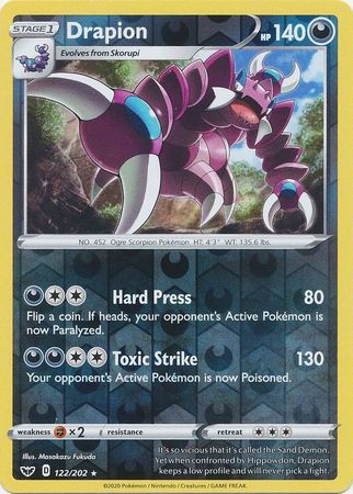 Drapion - 122/202 - Rare Reverse Holo Sword &amp; Shield (Base Set) Reverse Holo Singles