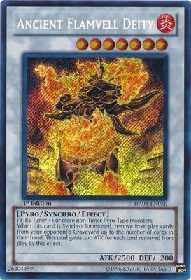 Ancient Flamvell Deity - HA04-EN056 - Secret Rare 1st Edition Hidden Arsenal 4: Trishula&#39;s Triumph [HA04] 1st Edition Singles
