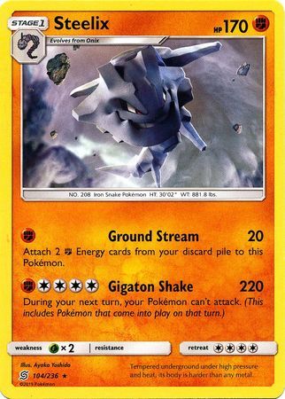 Steelix - 104/236 - Rare Sun &amp; Moon: Unified Minds Singles