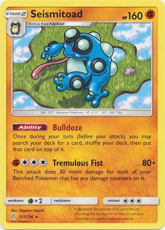 Seismitoad - 117/236 - Rare Sun &amp; Moon: Cosmic Eclipse Singles