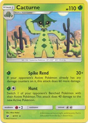 Cacturne - 6/111 - Rare Sun &amp; Moon: Crimson Invasion Singles