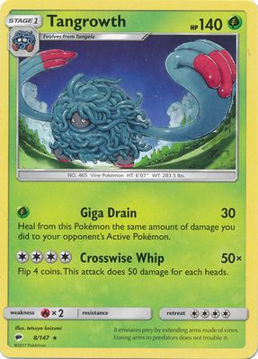 Tangrowth - 8/147 - Rare Sun &amp; Moon: Burning Shadows Singles