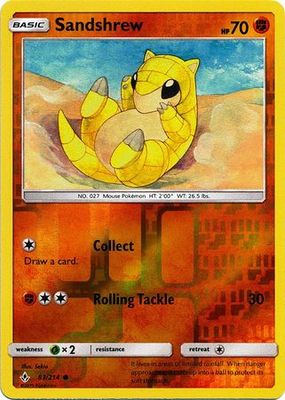 Sandshrew - 83/214 - Common Reverse Holo Sun &amp; Moon: Unbroken Bonds Reverse Holo Singles