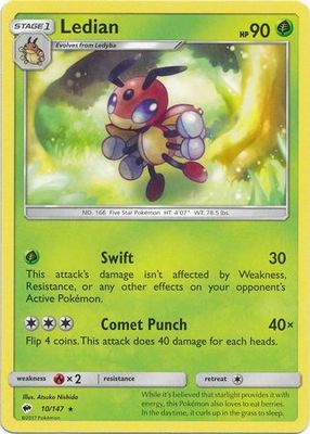 Ledian - 10/147 - Rare Sun &amp; Moon: Burning Shadows Singles (Español)