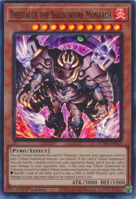 Thestalos the Shadowfire Monarch - DUNE-EN023 - Super Rare 1st Edition Duelist Nexus 1st Edition Singles