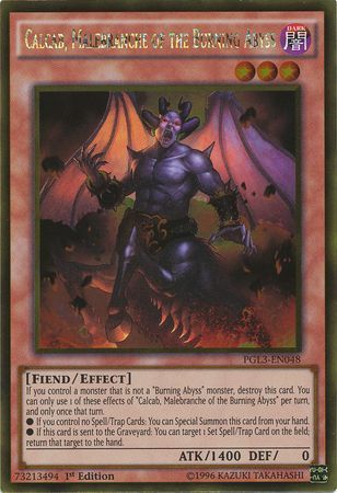 Calcab, Malebranche of the Burning Abyss - PGL3-EN048 - Gold Rare 1st Edition Premium Gold: Infinite Gold Singles (espanol)