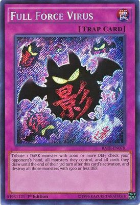 Full Force Virus - RATE-EN078 - Secret Rare 1st Edition Raging Tempest 1st Edition Singles