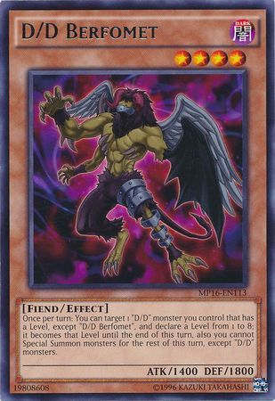 D/D Berfomet - MP16-EN113 - Rare Unlimited Yu-Gi-Oh! 2016 Mega-Tins Unlimited Singles
